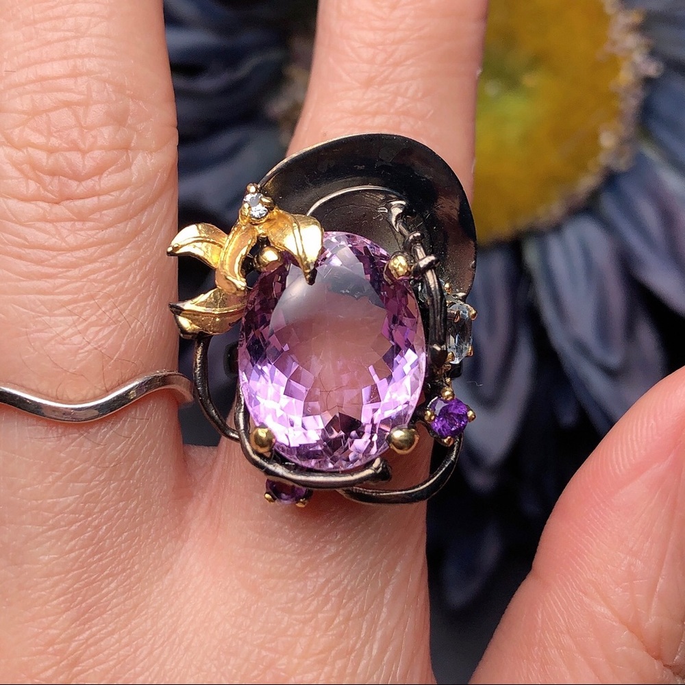 Clearancesterling Silver Amethyst Ring - image 1